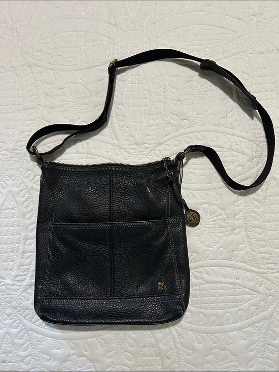 The Sak Handbags - The Sak Black Pebbled Leather Crossbody with Gold Charm